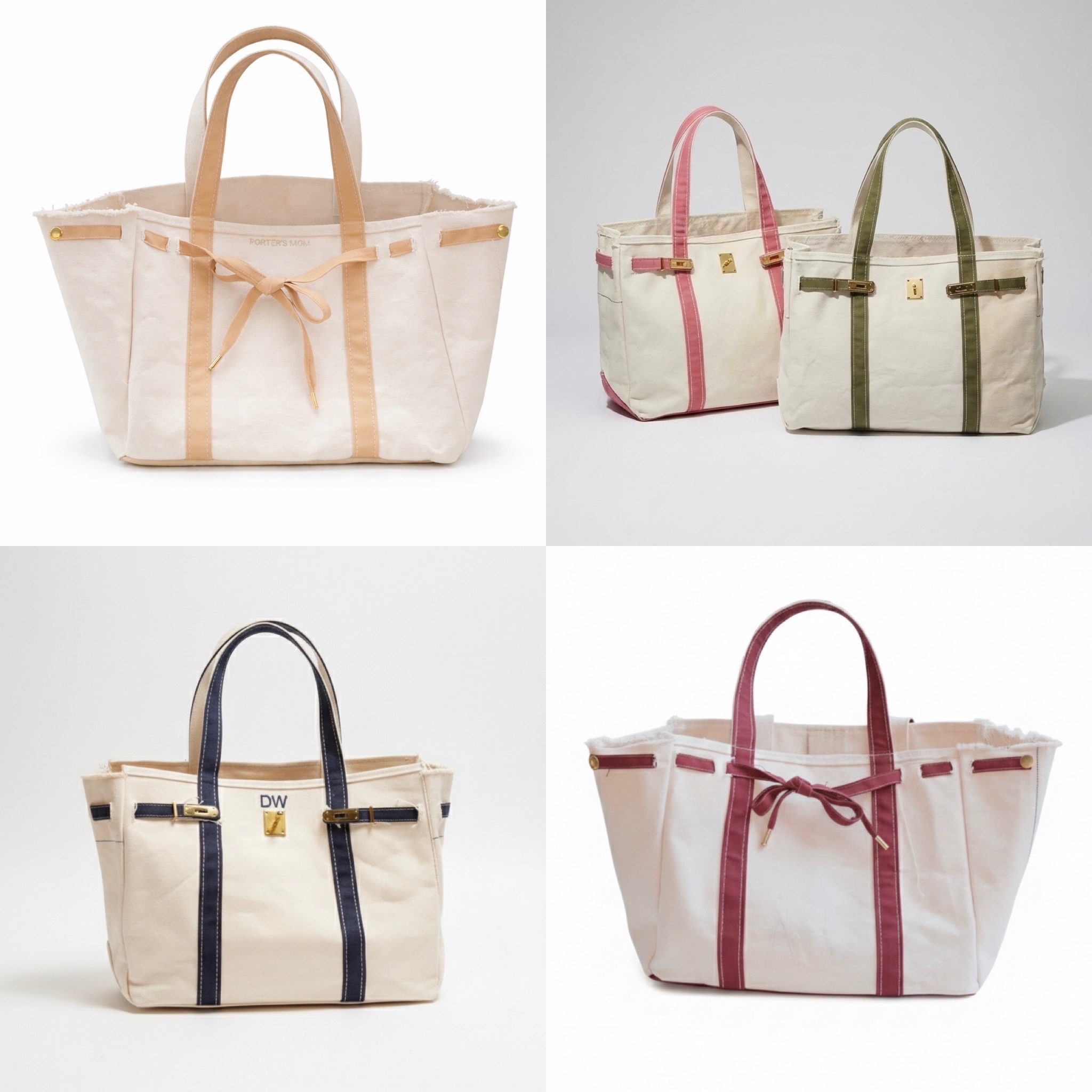 Four handmade BYGP tote bags